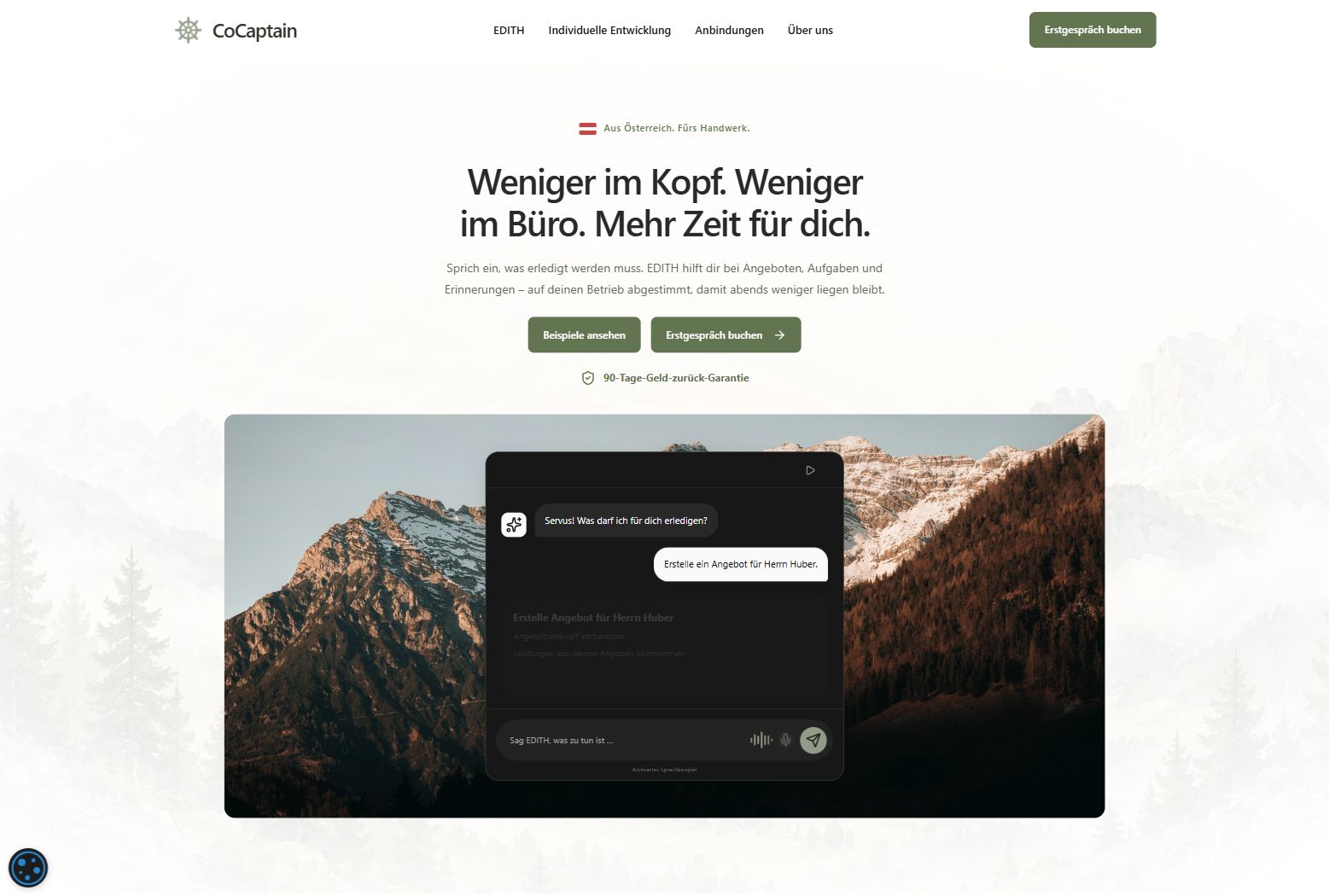 Screenshot des CoCaptain-Website-Redesigns